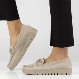 Skórzane mokasyny Filippo DP3334/24 Be beżowe beżowy 1