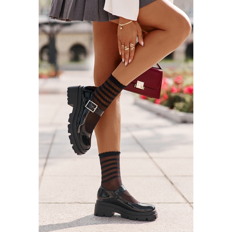 Lakierowane Półbuty Damskie Z Klamrą Czarne Plikuria 2