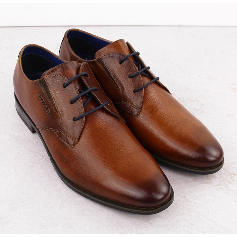 Skórzane półbuty męskie wizytowe brązowe Bugatti OO153267 2