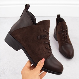 M. DASZYŃSKI Botki damskie zamszowe ocieplane brązpwe M.Daszyński MR2458-7 brązowe 1