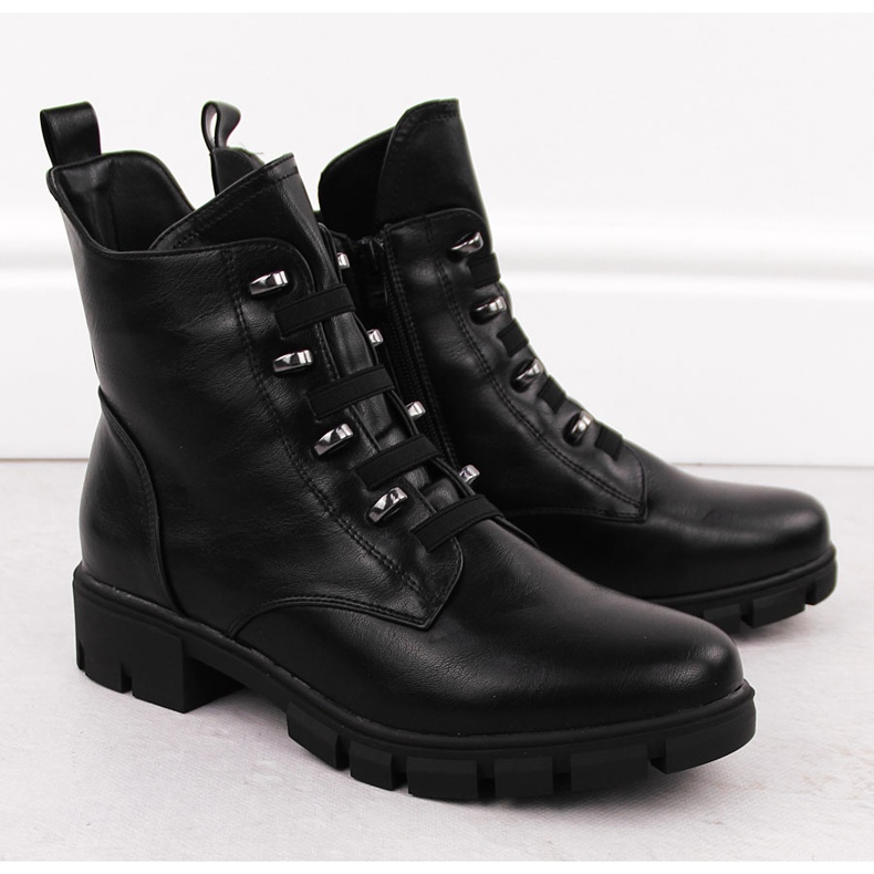 M. DASZYŃSKI Botki damskie workery ocieplane czarne M.Daszyński MR23123 2