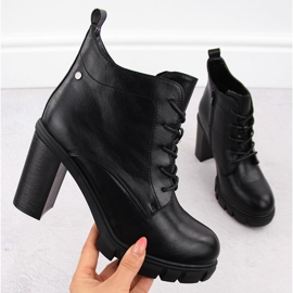 M. DASZYŃSKI Botki damskie na słupku czarne M.Daszyński SA218-8 1