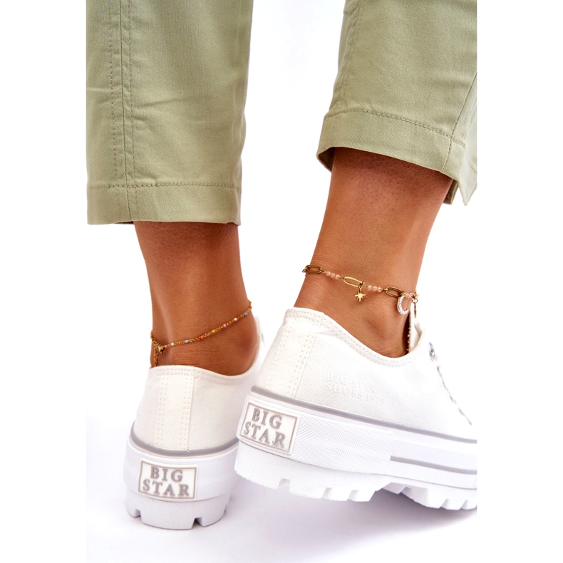 Materiałowe Trampki Na Platformie Big Star LL274150 Białe 3