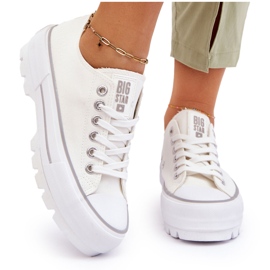 Materiałowe Trampki Na Platformie Big Star LL274150 Białe 4