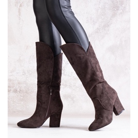 Brązowe kozaki na słupku Amare 1