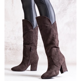 Brązowe kozaki na słupku Amare 2