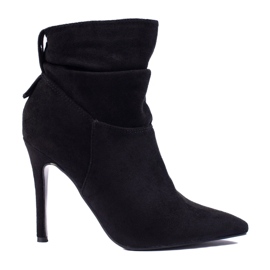 W. Potocki Eleganckie botki damskie na szpilce Potocki czarne 1