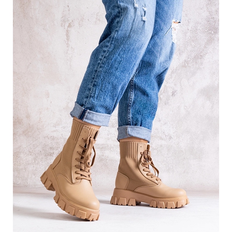 Beżowe botki z elastyczną cholewką Zogba beżowy 1