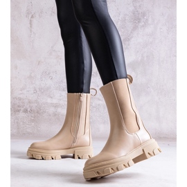 Beżowe wysokie botki z eko skóry Manera beżowy 2