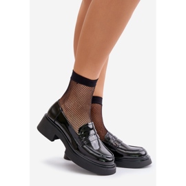S.Barski Lakierowane Mokasyny Loafersy Damskie D&A JC42-62 Czarne 1