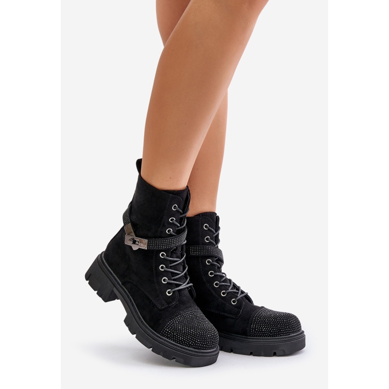 Ocieplane Botki Workery Ze Zdobieniem S.Barski HY42-281 Czarne 1