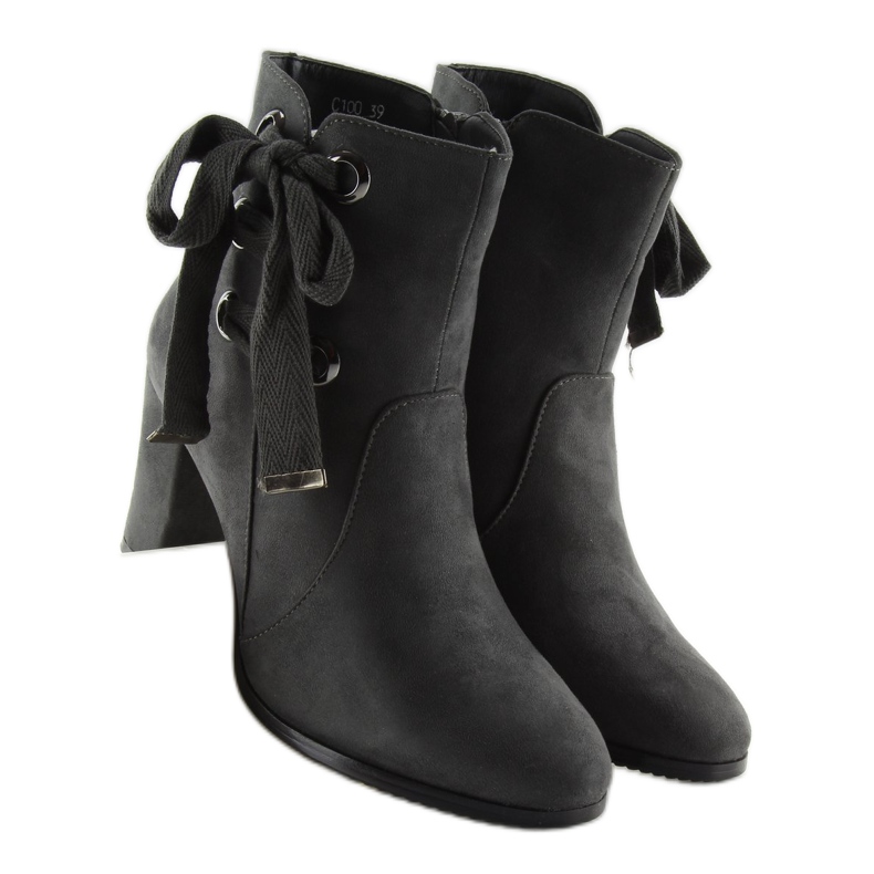 Botki na obcasie szare C100 grey 2