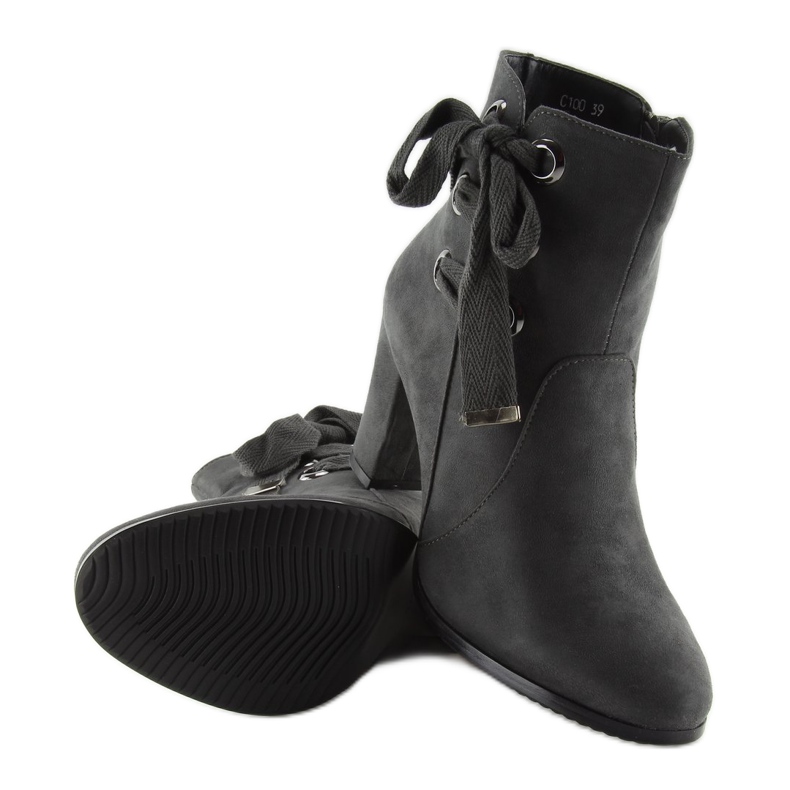 Botki na obcasie szare C100 grey 1
