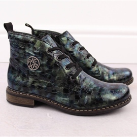 Botki damskie lakierowane kroko zielone Rieker 71205-90 2