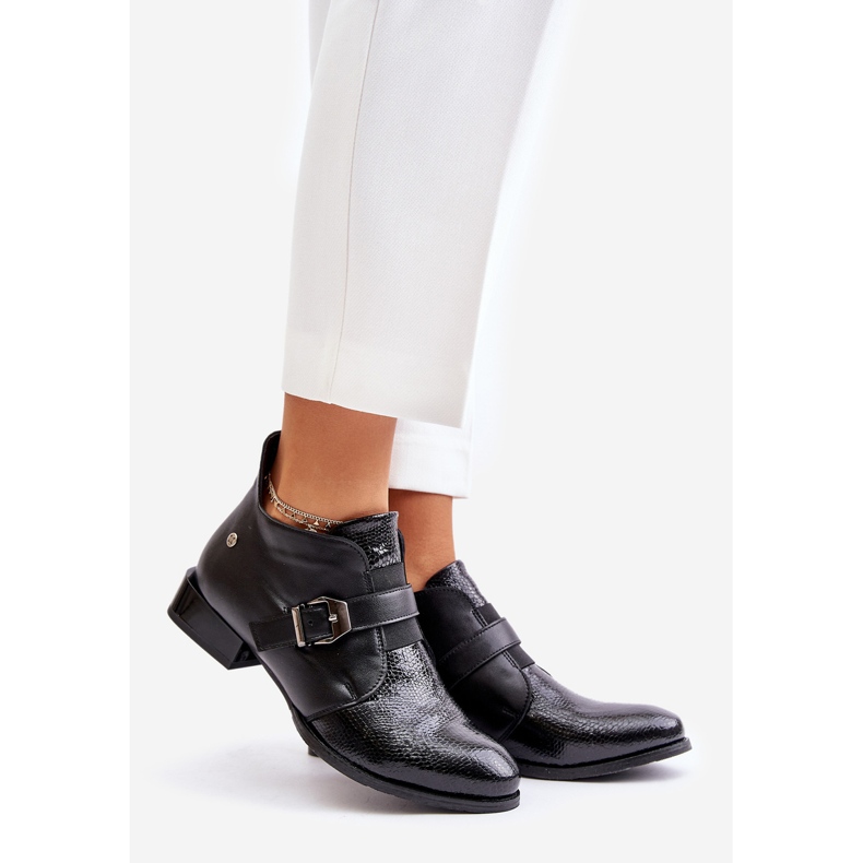 Skórzane Niskie Botki Na Zamek Maciejka 06692-01 Czarne 1