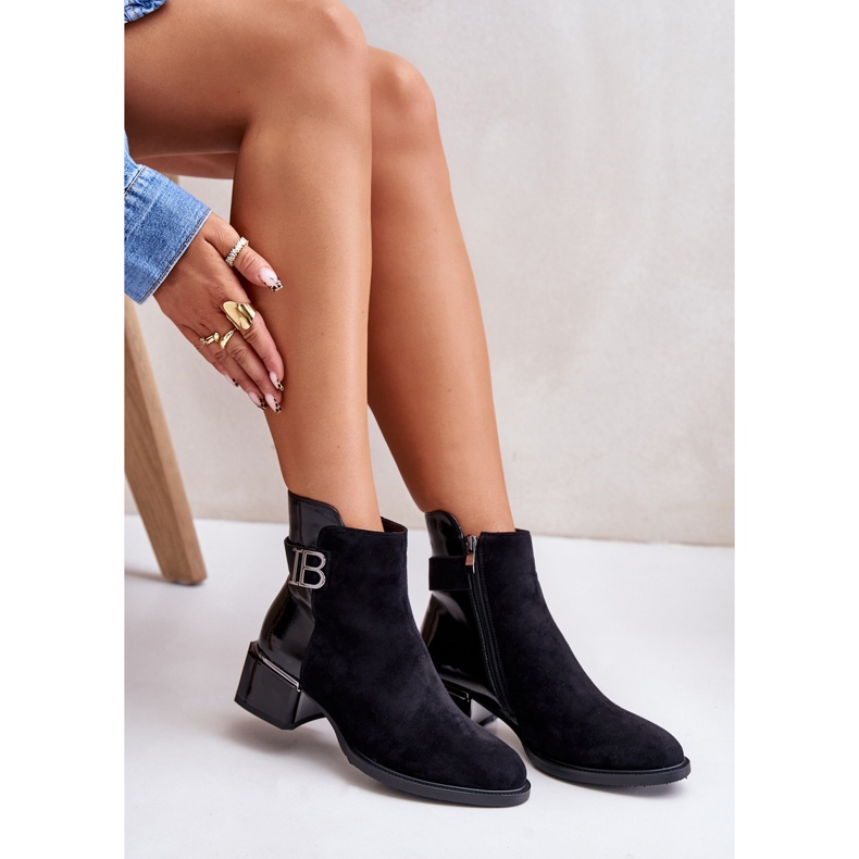 S.Barski Eleganckie Botki Na Obcasie Ocieplane MR880-040 Czarne 2