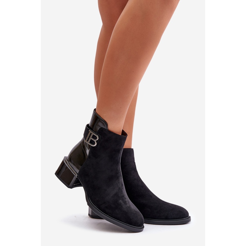 S.Barski Eleganckie Botki Na Obcasie Ocieplane MR880-040 Czarne 1