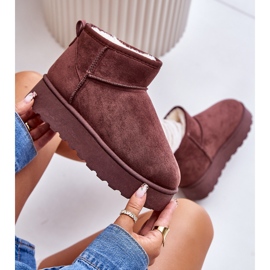 Śniegowce Damskie Na Platformie Ocieplane Futerkiem Ciemnobrązowe Xamella 2