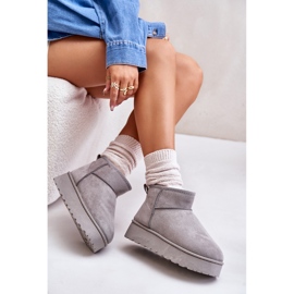 Śniegowce Damskie Na Platformie Ocieplane Futerkiem Szare Xamella 2