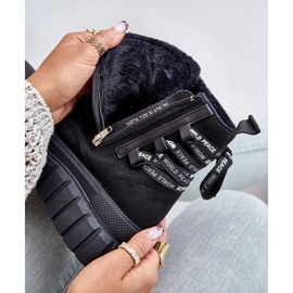 Botki Damskie Na Platformie Z Ozdobnym Sznurowaniem Czarne Edidda 2