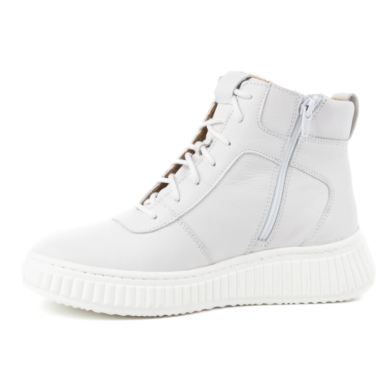 WASAK Buty damskie botki zimowe skórzane 0725W białe 1