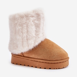 Dziecięce Botki Śniegowce Z Futerkiem Camel Crisie brązowe 5