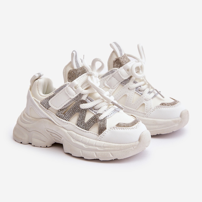 Sneakersy Dziecięce Z Cyrkoniami Białe Rianalla 1