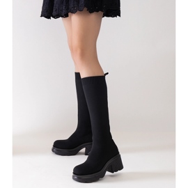 Czarne kozaki z elastyczną cholewką Nimroda 1