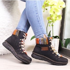 Czarne botki damskie ocieplane Rieker 73343-0 1