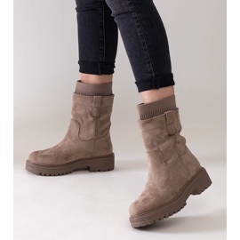 Wsuwane beżowe botki ze skarpetą Ralia beżowy 1