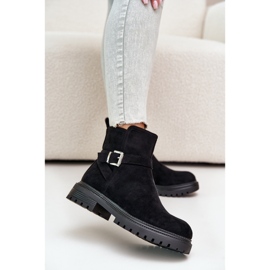 Ocieplane Botki Eko Zamszowe Na Zamek Z Klamrą Czarne Zinovelle 2