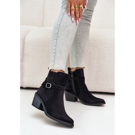 Botki Kowbojki Na Obcasie Z Noskami W Szpic Ocieplane Na Zamek Czarne Glamer 2