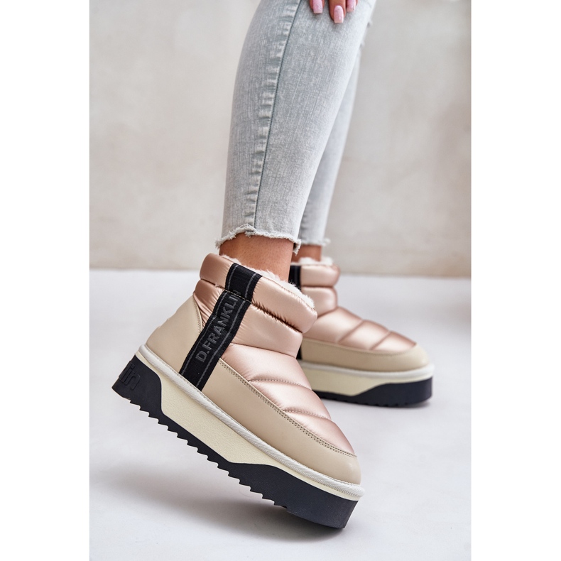 Niskie Śniegowce Na Grubej Podeszwie D.Franklin DFSH371010 Beżowe beżowy 2