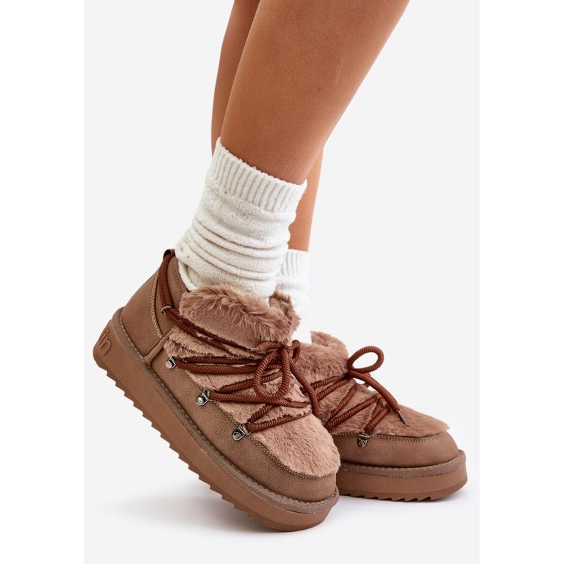 Niskie Śniegowce Na Platformie Z Futerkiem D.Franklin DFSH370011 Brązowe 1