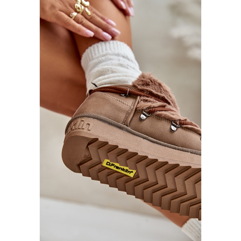 Niskie Śniegowce Na Platformie Z Futerkiem D.Franklin DFSH370011 Brązowe 2