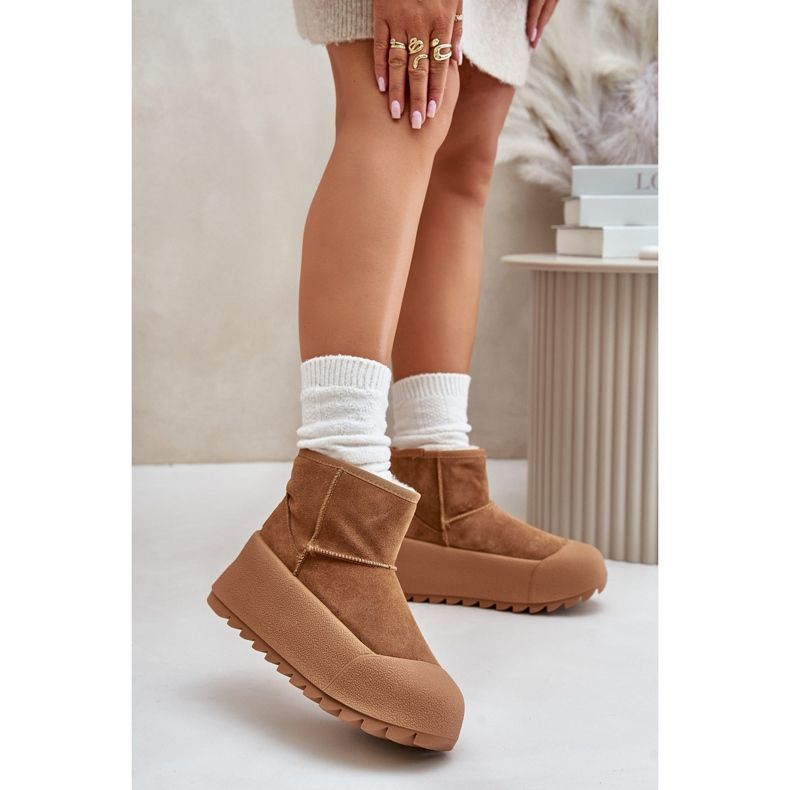 Ocieplane Zamszowe Śniegowce Na Platformie Big Star OO274A212 Brązowe 2