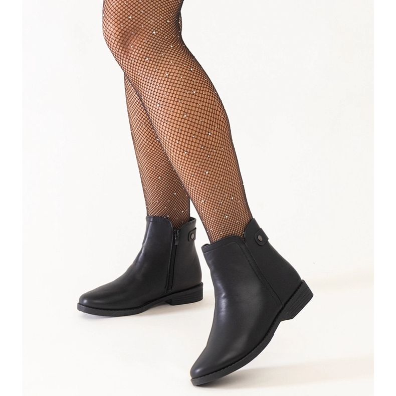 Czarne klasyczne botki z eko-skóry Pereia 1