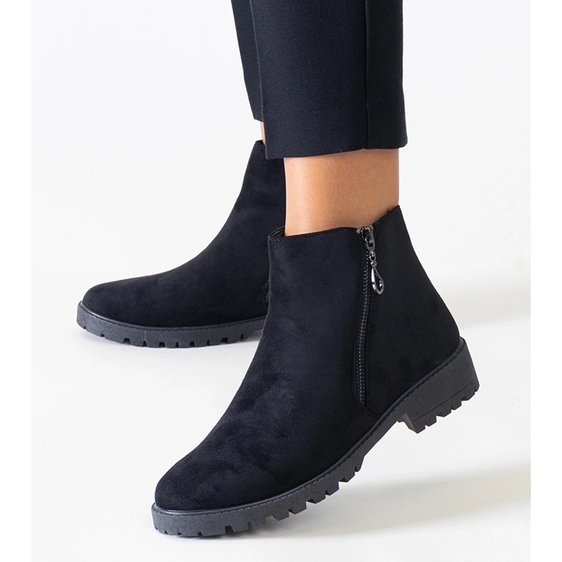 Czarne botki eko-zamsz Branda 1