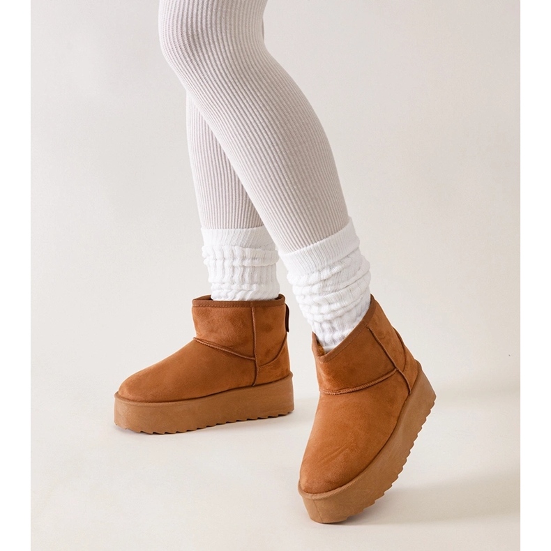 Brązowe casualowe śniegowce na wysokiej platformie Thaisa 1