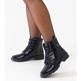 Czarne botki lakierowane workery na platformie Madana 1