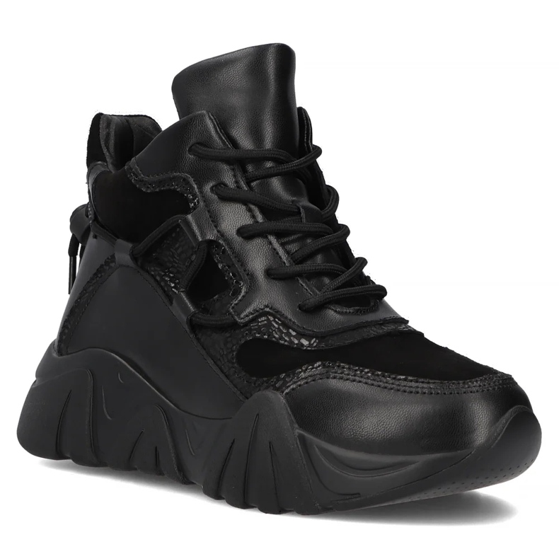 Skórzane botki na platformie Filippo DBT6367/24 Bk czarne 1