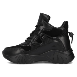 Skórzane botki na platformie Filippo DBT6367/24 Bk czarne 2