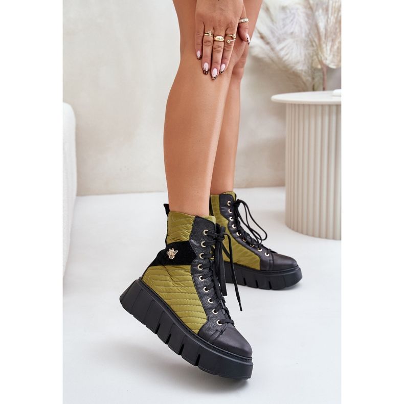 Skórzane Botki Na Platformie Maciejka 06751-01 Czarne 2