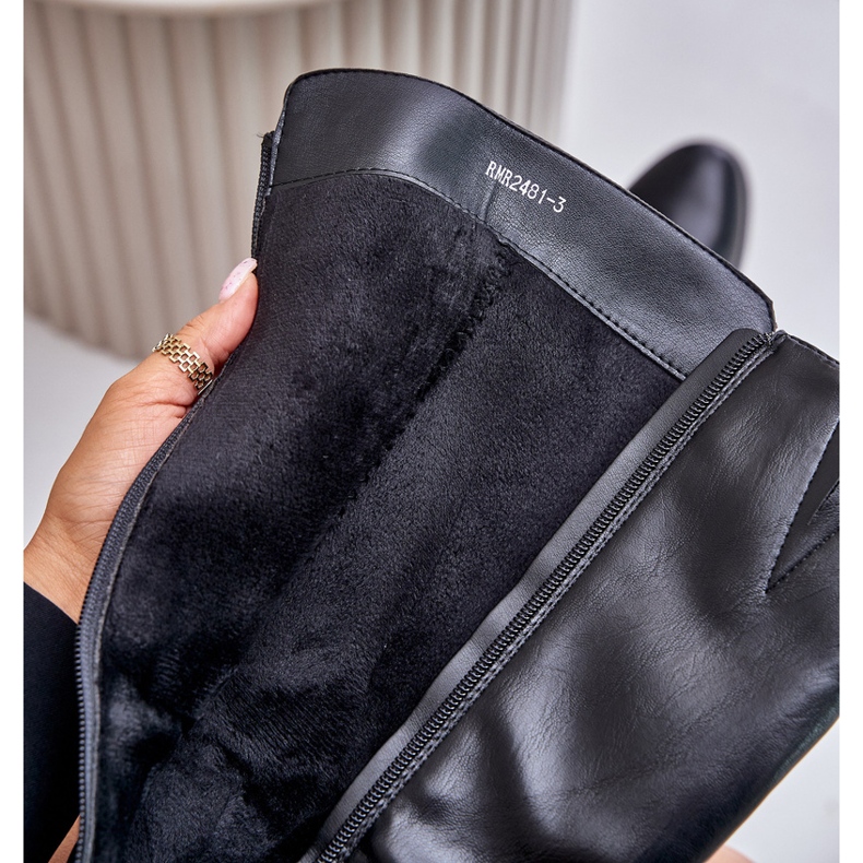 Jezzi Kozaki Na Obcasie Z Eko Skóry Przed Kolano Czarne Izanae 2