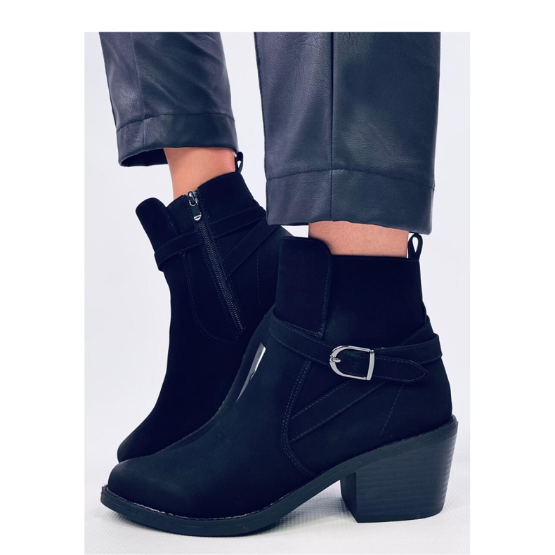 Botki kowbojki niski obcas Cunnig Black - Inello czarne 1