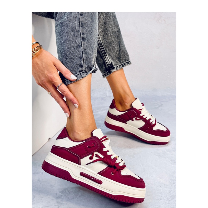 Sneakersy na wysokiej podeszwie Clavell Wine - Inello czerwone 2