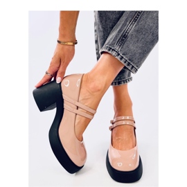 Czółenka na szerokim obcasie Lorai Khaki - Inello beżowy 1