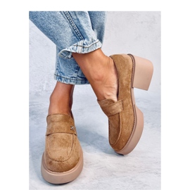 Mokasyny na obcasie Camel - brązowe 1