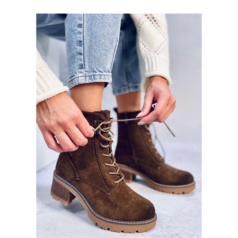 Botki na wygodnym obcasie Reed Green brązowe 1