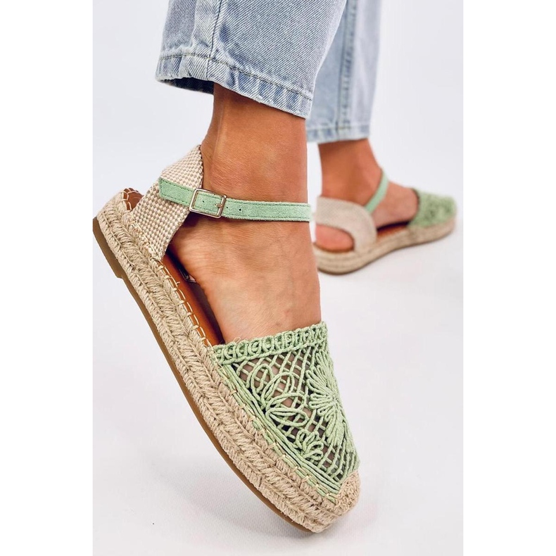 Sandałki ażurowe espadryle Green zielone 1